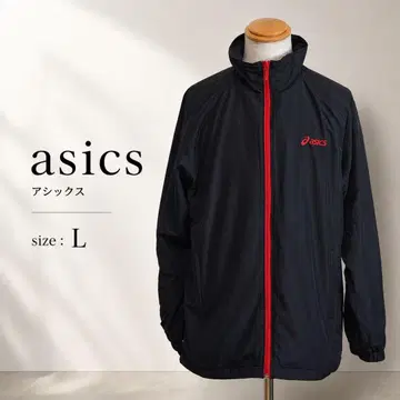 asics 아식스 블랙 나일론 자켓 빨간색 지퍼 경량