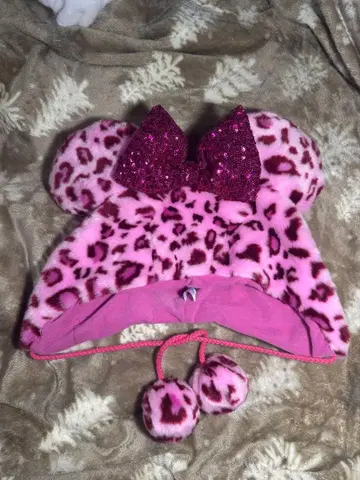 미키 귀 달린 레오파드 무늬 모자