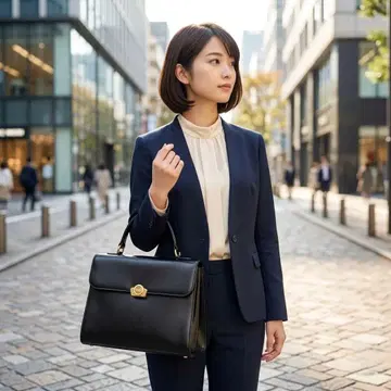 [새상품급] 하나에모리 핸드백 포멀 블랙 HM 로고 골드 금장 장식 자립