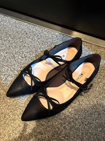 RANDA 블랙 리본 펌프스 24.5cm