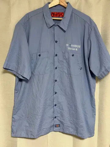 Dickies 반팔 워크 셔츠 디자인 자수 로고 빅 사이즈 오