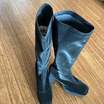블랙 하이힐 롱 부츠