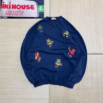 레어 90s 미키하우스 mikihouse 곰 자수 맨투맨 남성용 L