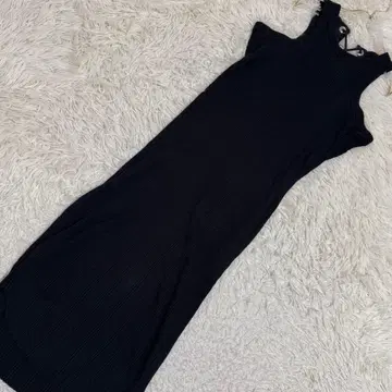 sacai 코튼 니트 원피스 블랙 1 끈 리본 스타일리시 시스루