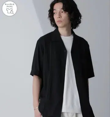 나노 유니버스 블랙 반팔 쿠바 셔츠 L 사이즈 린넨