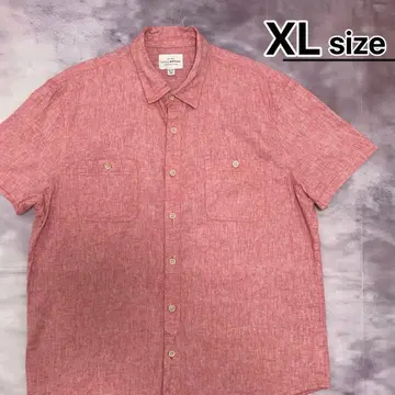 USA 구제 의류 LUCKY BRAND 반팔 셔츠 XL 핑크 무지 코튼