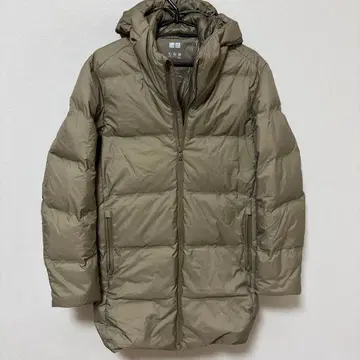 UNIQLO 429294 카키 브라운 심리스 다운 코트 자켓