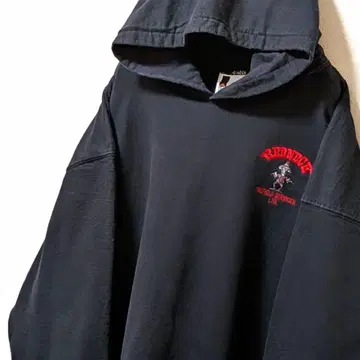 킹 패션 레드 넥 자수 후드 맨투맨 블랙 블랙 L 구제 의류