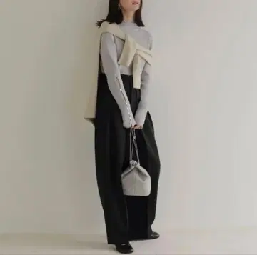 [ Louren ] 2턱 코쿤 팬츠 블랙 코쿤 팬츠