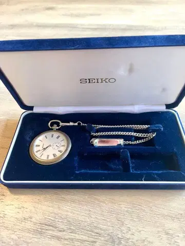 SEIKO 회중시계 실버 체인 포함 JAL 기념품 1990년대