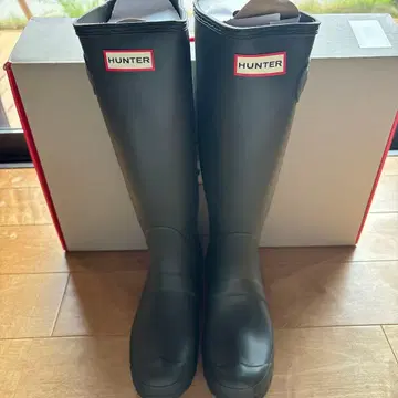 새상품 미사용 HUNTER 카키 롱 부츠 23cm