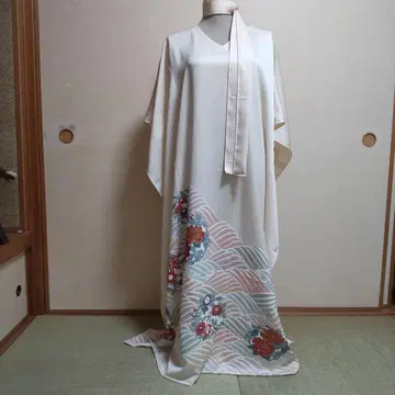 순수 실크 호몬기 기모노 리메이크 롱 드레스 세미 오더