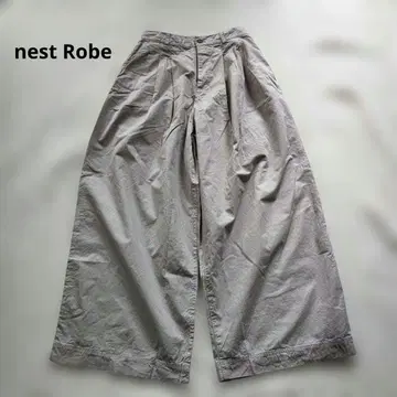 nest Robe 코튼 린넨 라미 플리츠 와이드 레그 팬츠 그레이