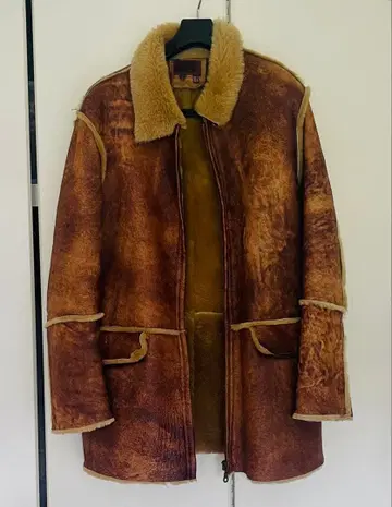 ZARA 천연 가죽 무스탕 코트 브라운
