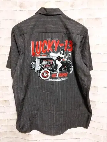 LUCKY13 럭키틴트 백 프린트 반팔 워크 셔츠 3