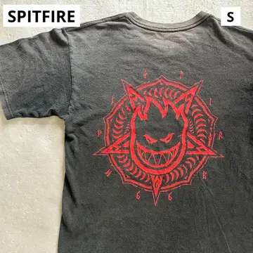 SPITFIRE 빅 헤드 & 펜타그램666 티 오니 페이드 블랙 S