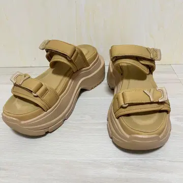 새상품급 YELLO 24.5cm 스니커즈 샌들 통굽 베이지 L 사이즈
