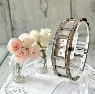 [ 레어 ] Swarovski 스와로브스키 손목시계 뱅글 스퀘어