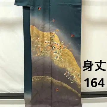 b35 순수 실크 이중 기모노 호몬기 금박 기모노