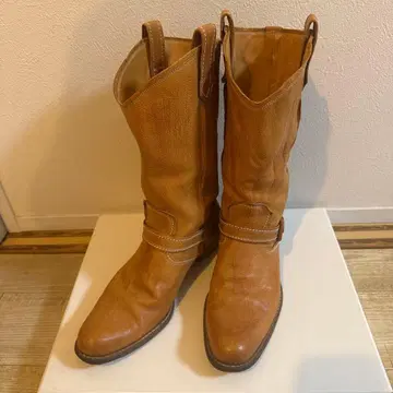겐텐 genten 브라운 가죽 롱 부츠
