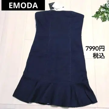 EMODA 데님 베어 원피스 인디고 블루 머메이드