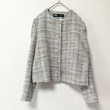 ZARA 노카라 트위드 자켓 S 골드 버튼 고급