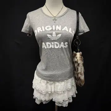 헤이세이 갸루 y2k 그런지 adidas 로고 피치T 타이트 위시코어