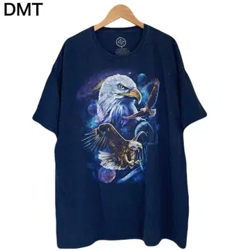 DMT 독수리 매 애니멀 우주 아메카지 프린트 반팔 면 티셔츠 둥근넥