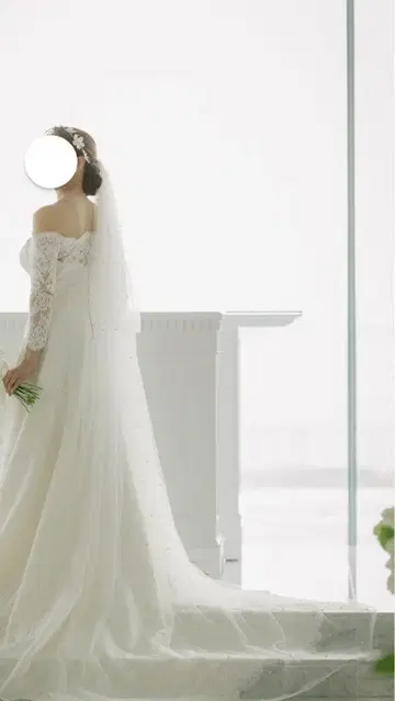 펄 장식 롱 베일 전체 길이 270cm