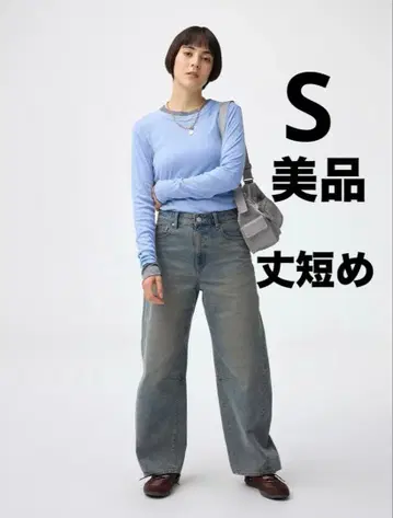 GU 배럴 레그 진 여성용 S 기장 짧음 온라인 한정판
