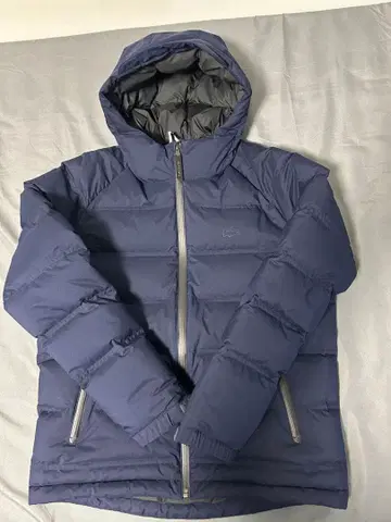 LACOSTE 후드 부착 다운 자켓 US S 네이비