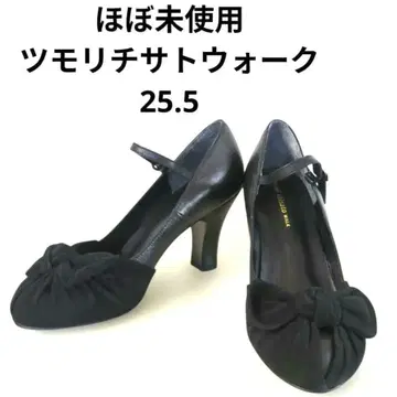 [ 빅 사이즈 ] 츠모리치사토 워크 펌프스 리본 블랙 25.5cm