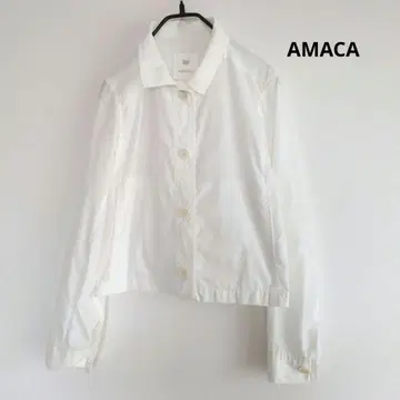AMACA 아마카 크롭 자켓 흰색 화이트 시어 린넨 혼방 세탁 가능