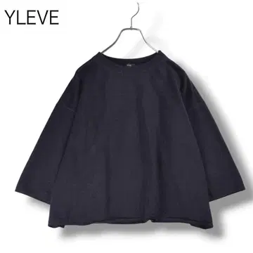 새상품급 YLEVE 맨투맨 티셔츠 7부 소매 리브 코튼 워셔블 네이비