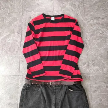 archive border long sleeve tee red black