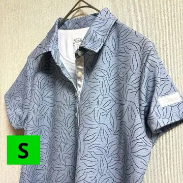 타이틀리스트 스트레치 보타니컬 프린트 반팔 피케 셔츠 경량 S 블루