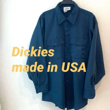 80s-90s dickies USA제 워크 셔츠 긴팔 네이비