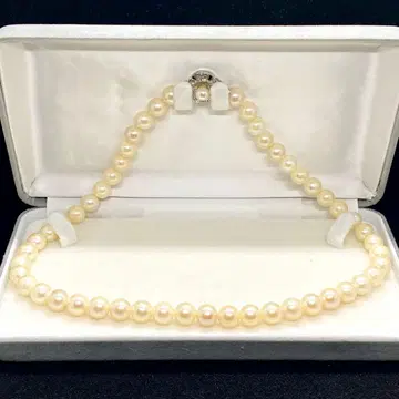 펄 목걸이 8mm 크림 계열 SILVER 새상품급 포멀