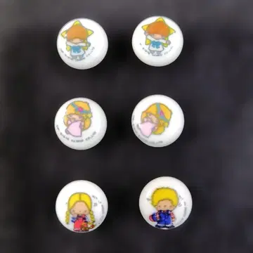 쇼와 레트로 산리오 키키라라 파티&지미 버튼 6개 세트