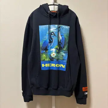 HERON PRESTON 후드 부착 후드티 블랙 XS 사이즈