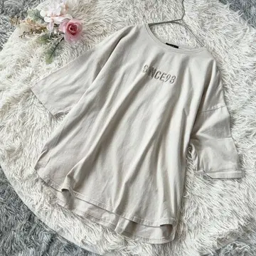 COMME CA ISM 칠부 소매 티셔츠 9 베이지 홈웨어 빅 루즈 자수