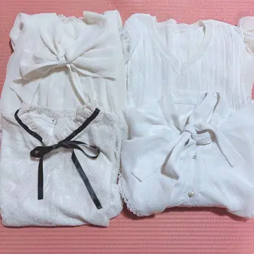 양산형 화이트 계열 4점 블라우스 묶음 판매