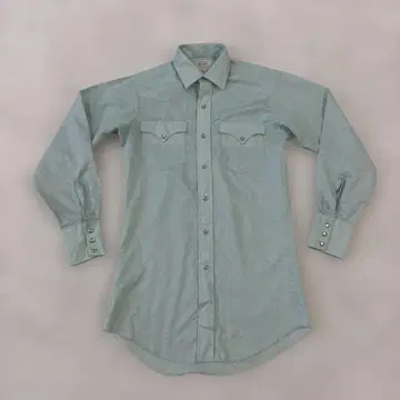 70s H Bar C Ranchwear 민트 그린 셔츠 14 1/2