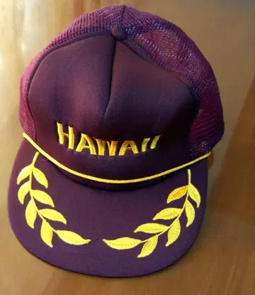 90s 빈티지 HAWAII 메쉬 캡 월계수 자수 퍼플