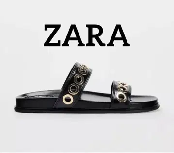 새상품 ZARA 블랙 플랫 샌들 골드 버클 포함