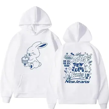 [ L ] NewJeans 남성용 풀오버 후드티 토끼 뉴진스