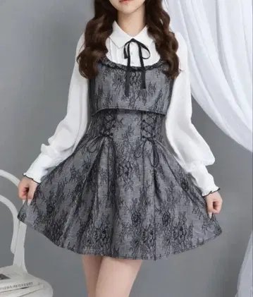 DearMyLoveRose 요크 프릴 레이스업 셋업풍 도킹