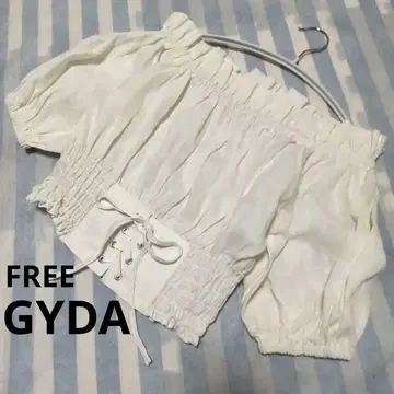 새상품급 제이 GYDA/오프숄더 블라우스/F/아이보리/레이스업/y2k