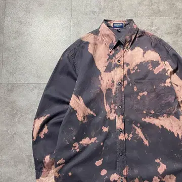 90s GUESS 게스 청바지 블리치 자수 로고 버튼 다운 셔츠