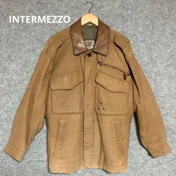 INTERMEZZO 브라운 가죽 옷깃 자켓